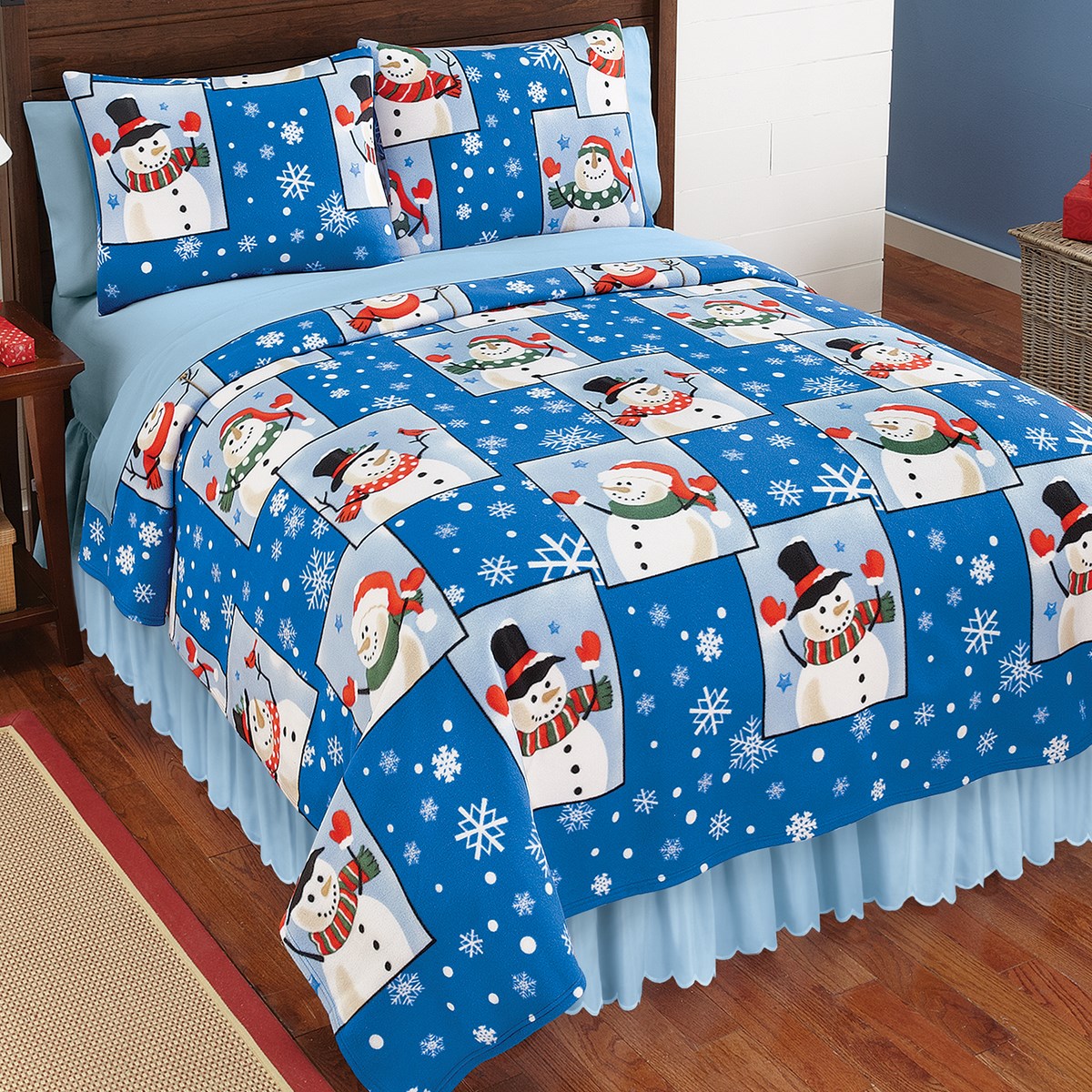 Holiday Winter Snowman Fleece Coverlet Collections Etc.