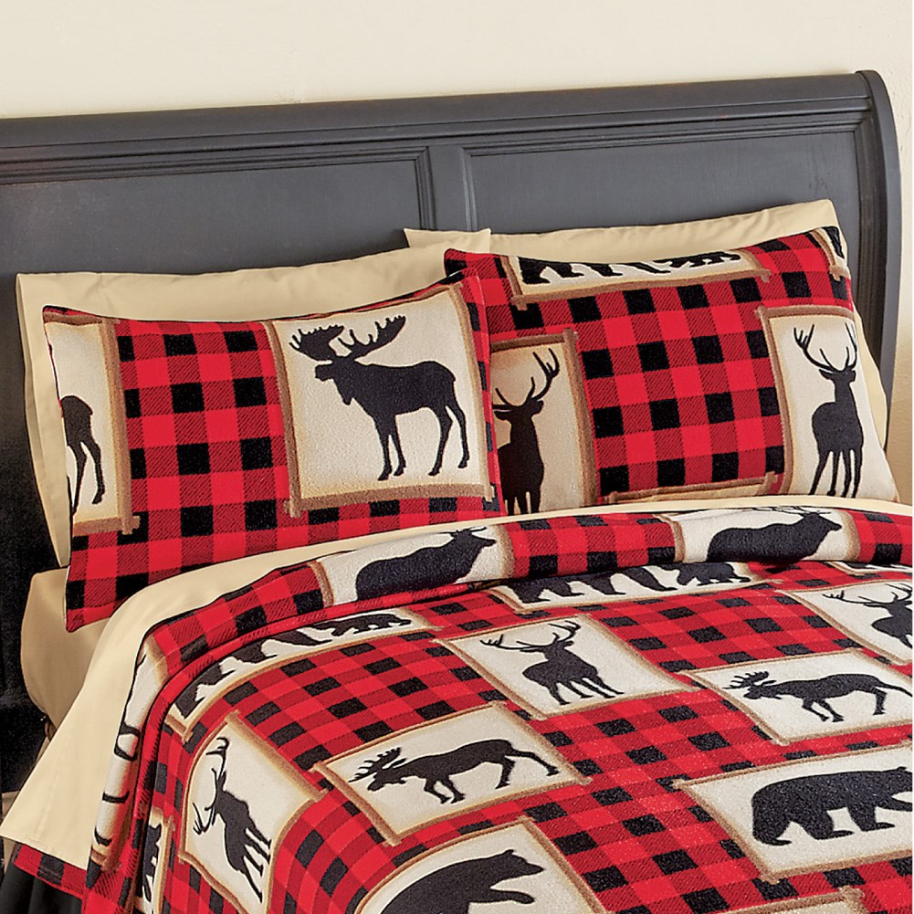 Woodland Buffalo Check Fleece Pillow Shams Collections Etc.