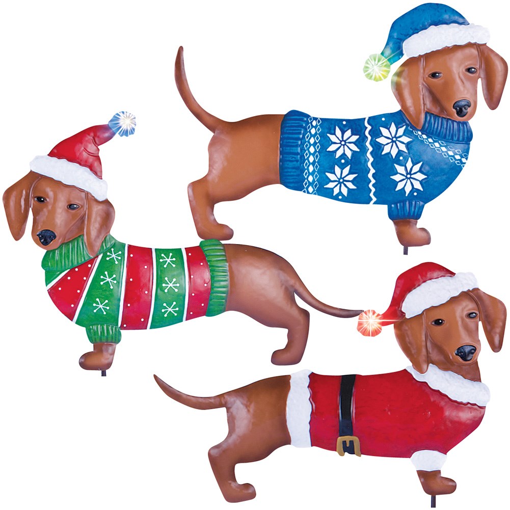 Christmas Dachshund Outdoor Stakes Set of 3 Collections Etc.