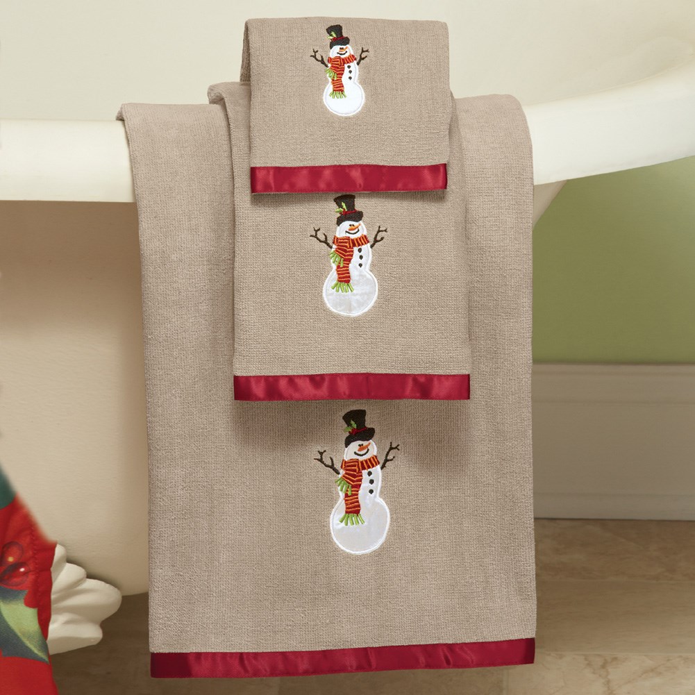 Festive Snowman Towel Set 3pc Collections Etc.