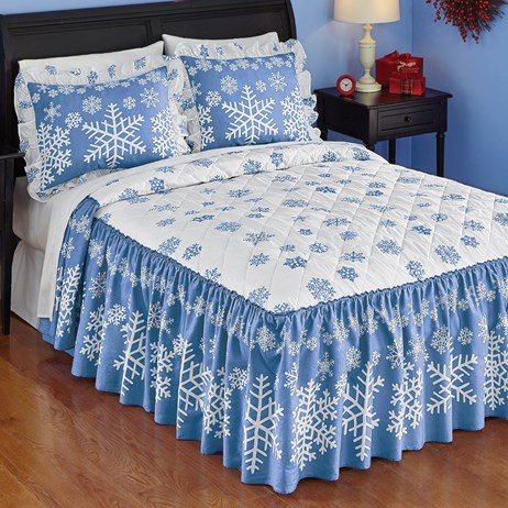 Blue And White Winter Snowflake Bedspread Collections Etc