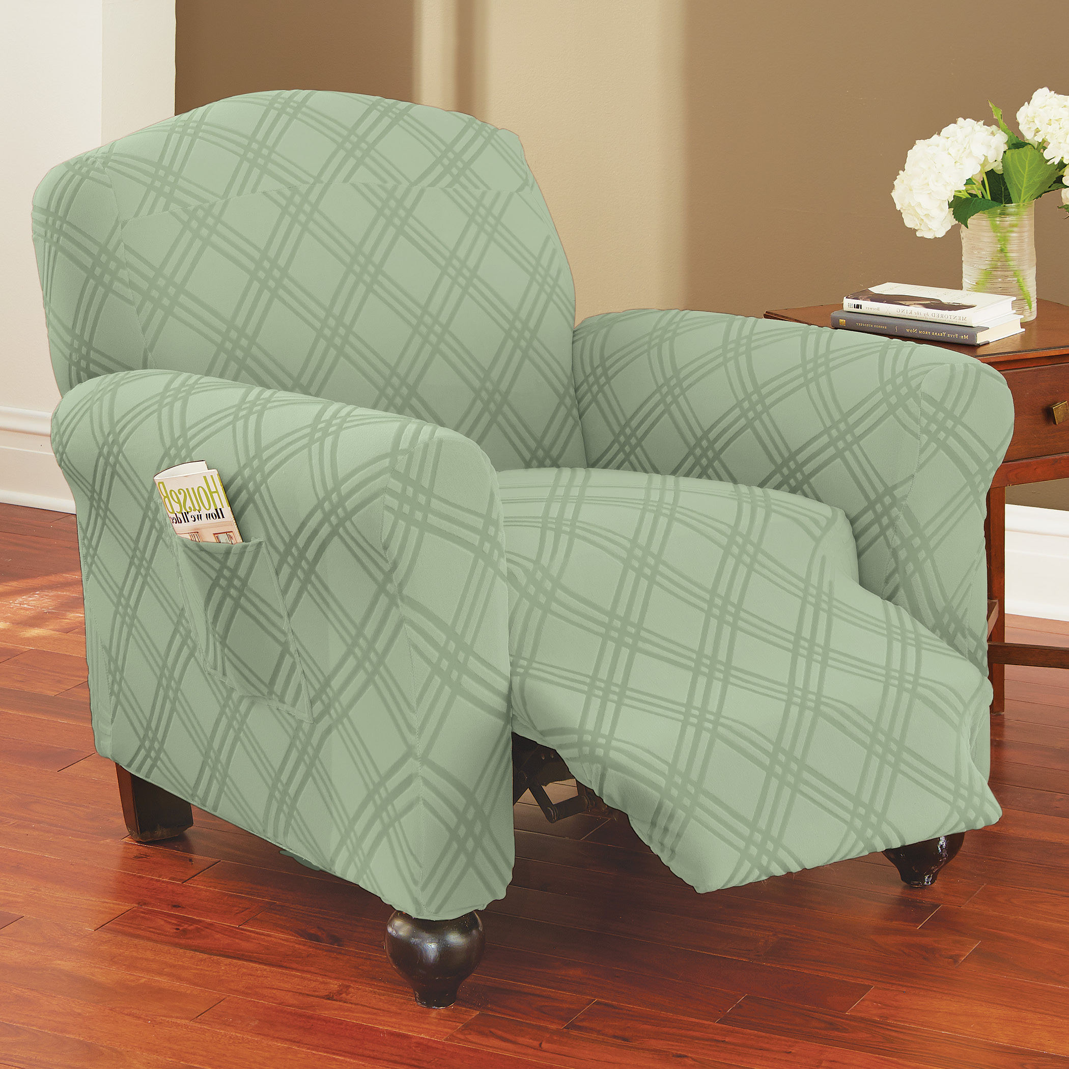Double Diamond Form Fit Stretch Furniture Slipcover - Picture 20 of 21