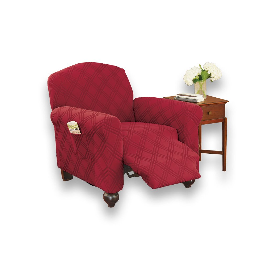 Double Diamond Form Fit Stretch Furniture Slipcover - Picture 7 of 21