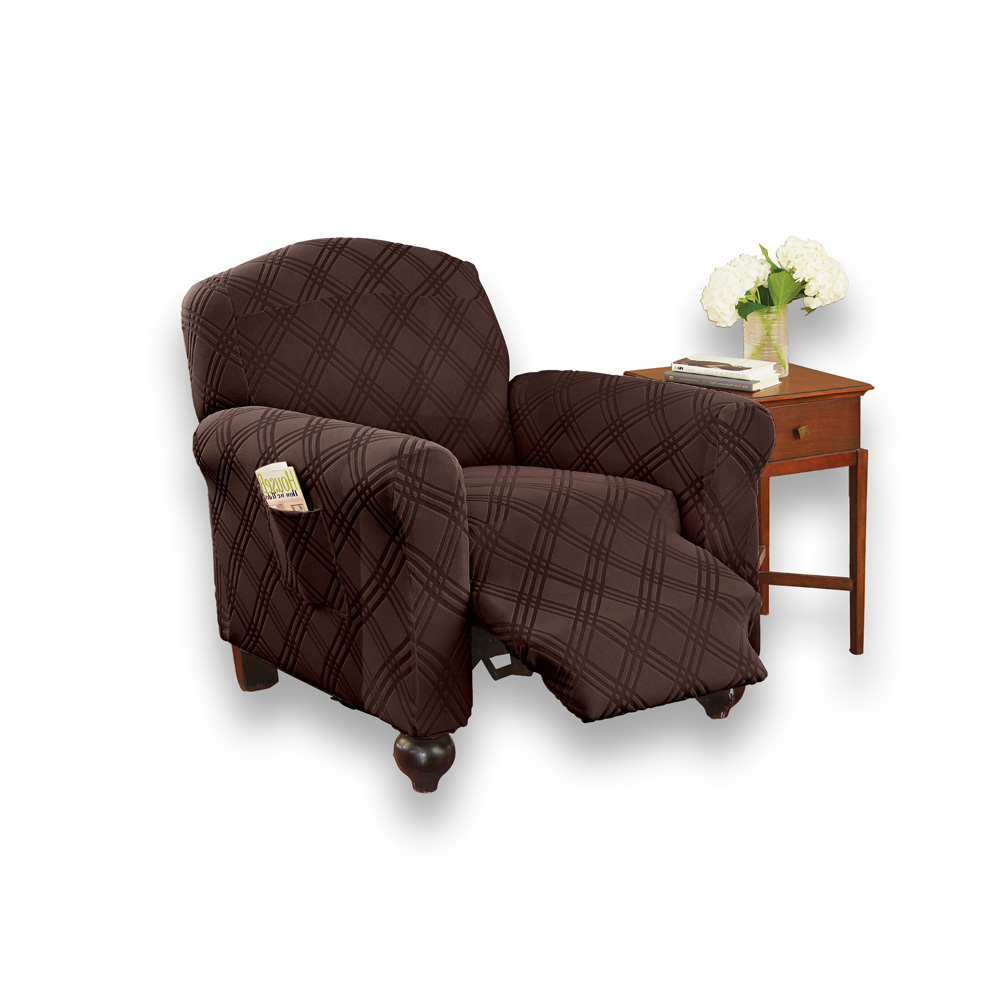 Double Diamond Form Fit Stretch Furniture Slipcover - Picture 10 of 21
