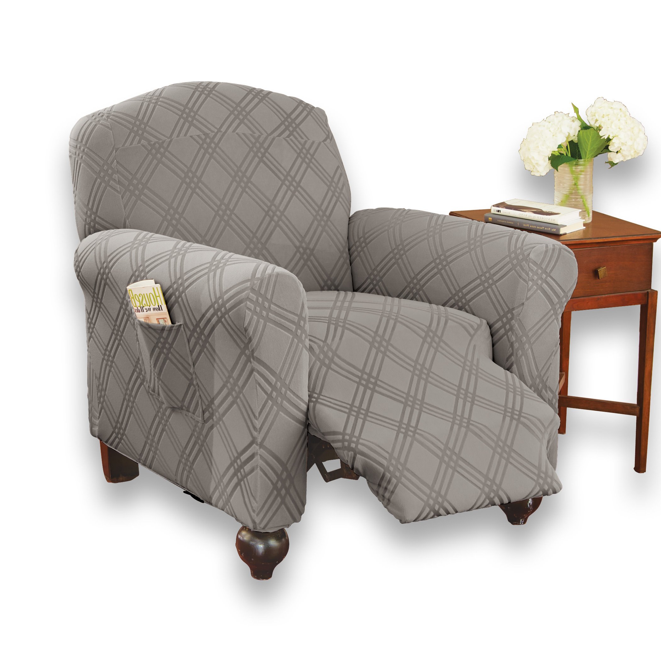 Double Diamond Form Fit Stretch Furniture Slipcover - Picture 13 of 21