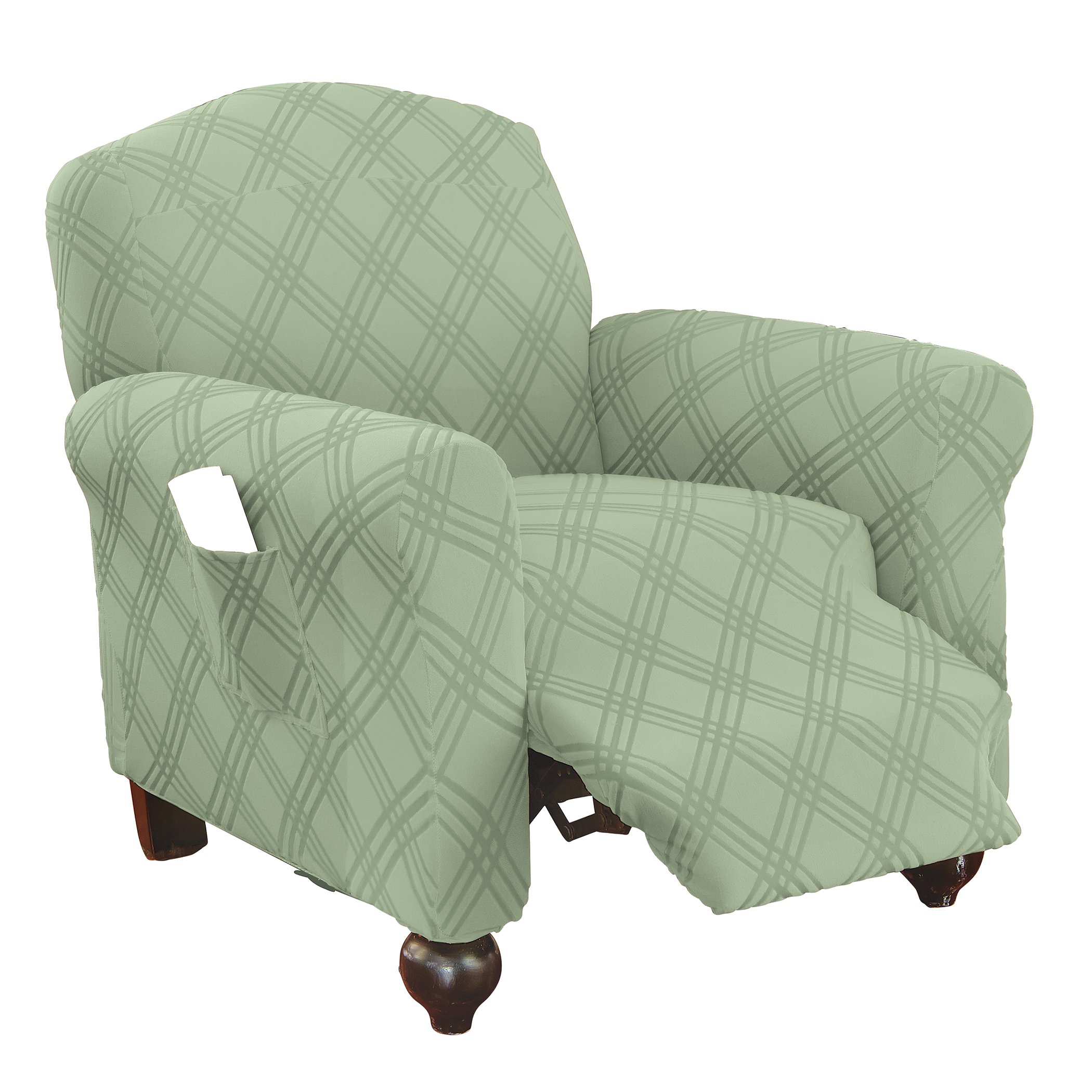 Double Diamond Form Fit Stretch Furniture Slipcover - Picture 19 of 21