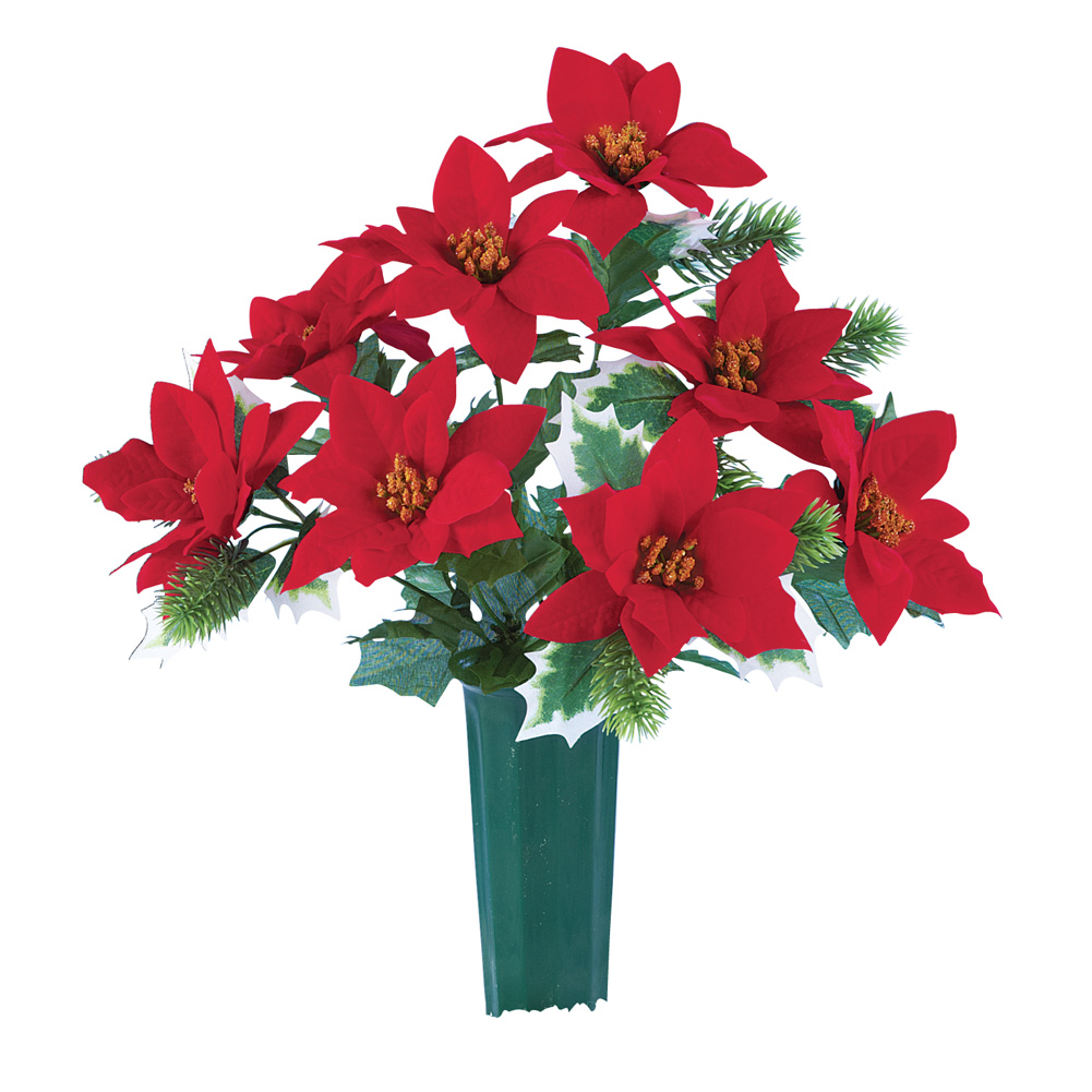 Poinsettia Memorial Vase Outdoor Stake Small