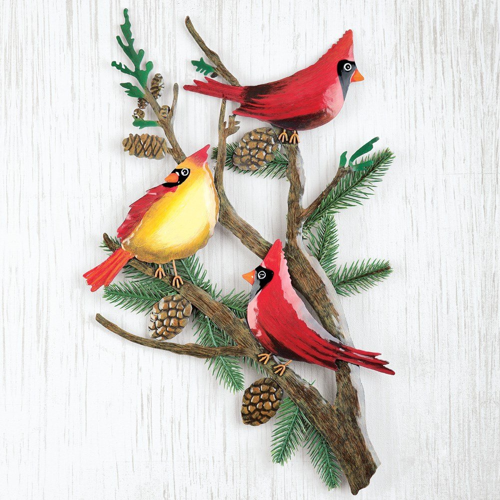 Metal Cardinal on Tree Branch Wall Art Collections Etc.
