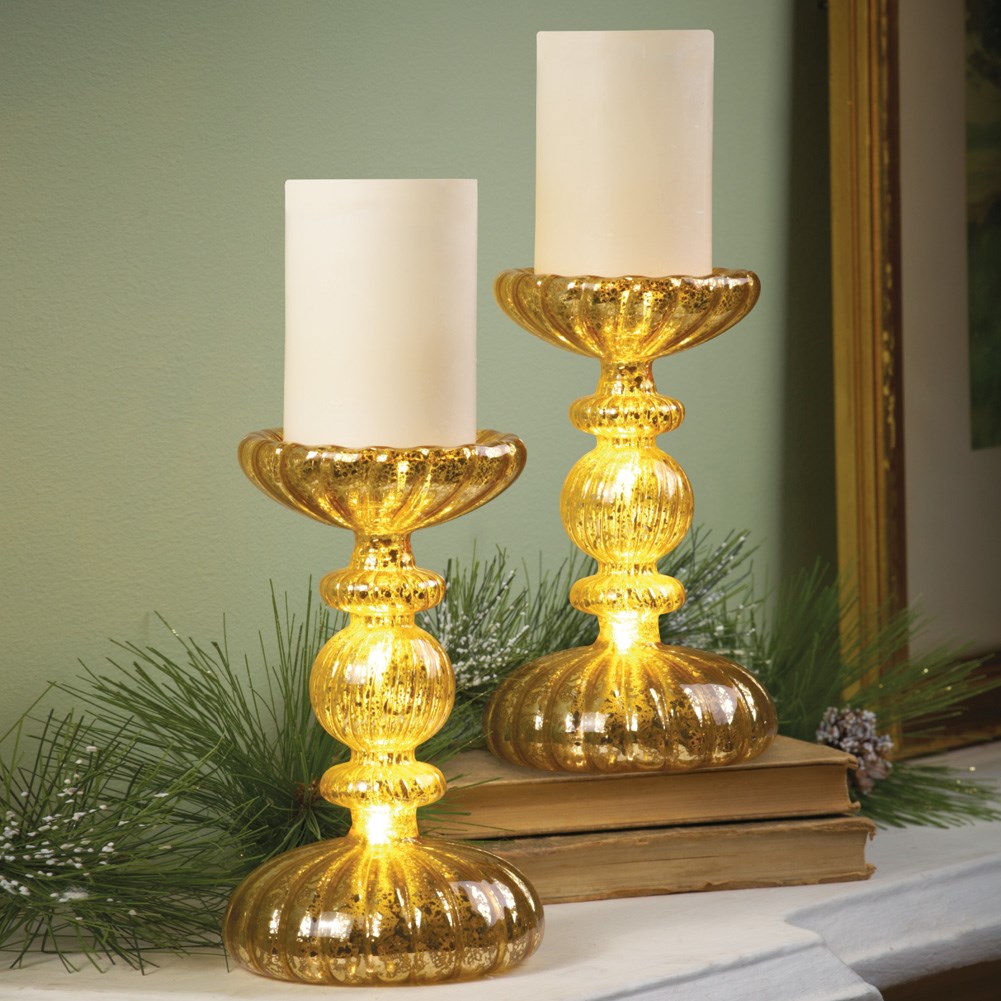 LED Gold Glass Candle Holder Collections Etc.
