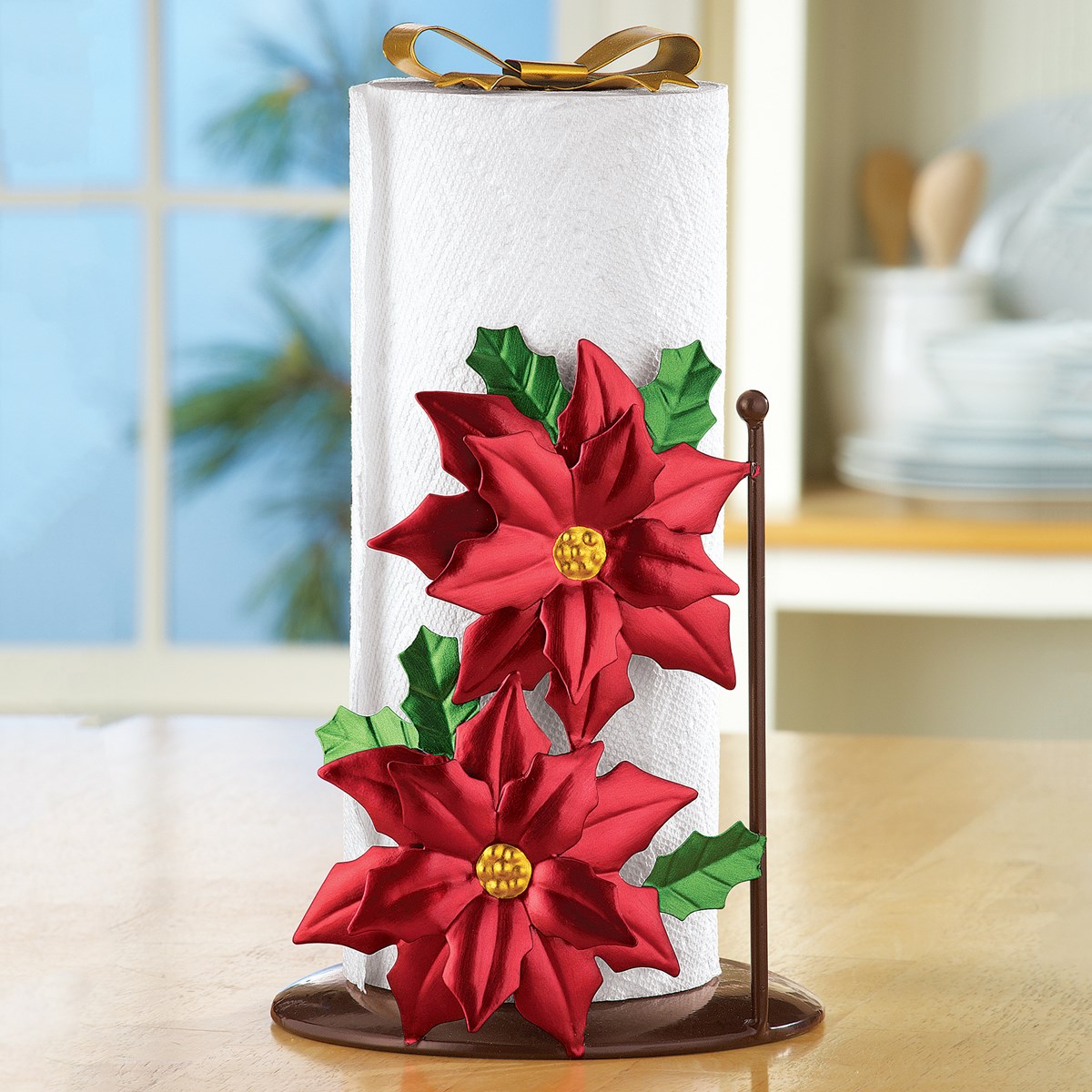 Holiday Poinsettia Paper Towel Holder Collections Etc.