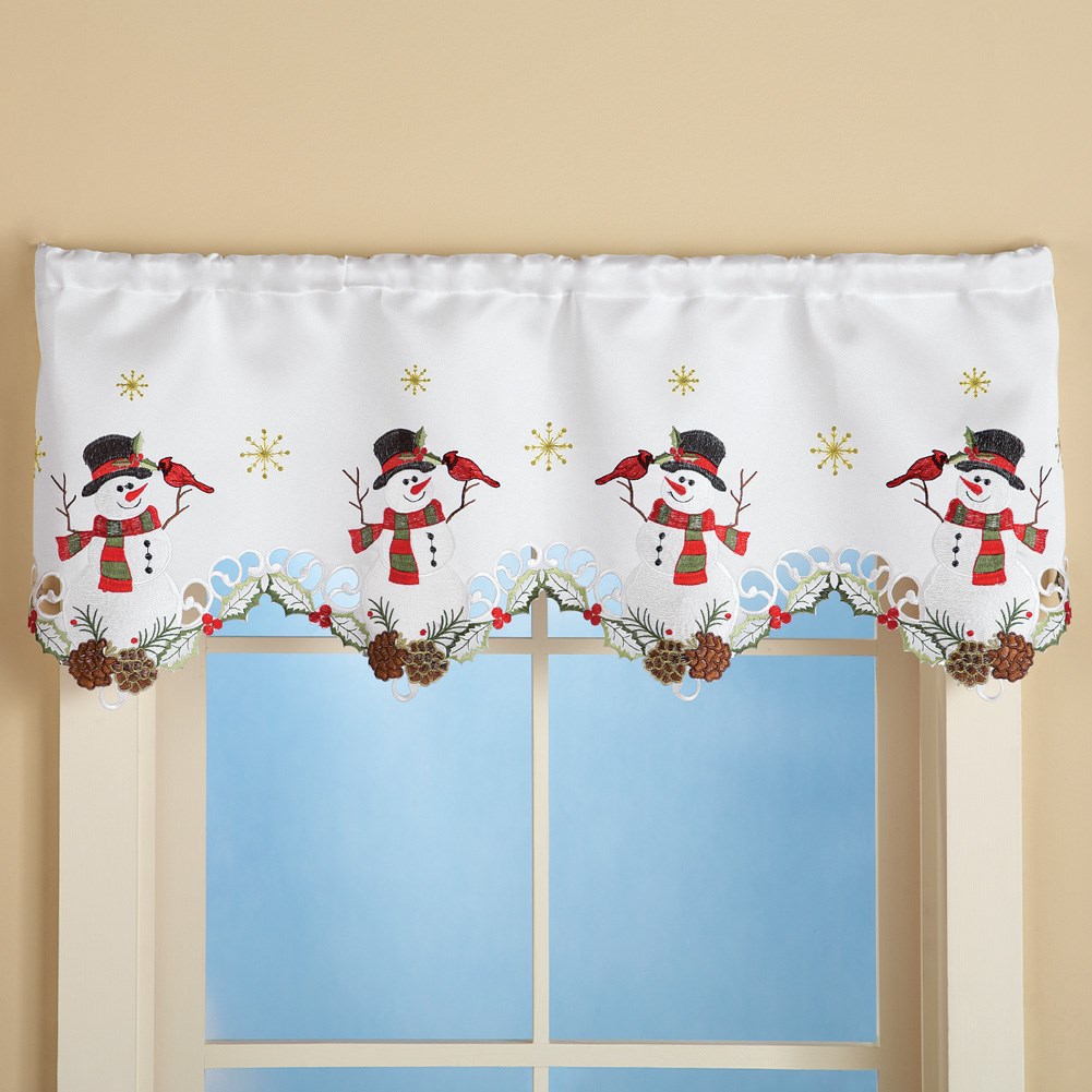 Winter Snowman & Cardinal Window Valance Collections Etc.