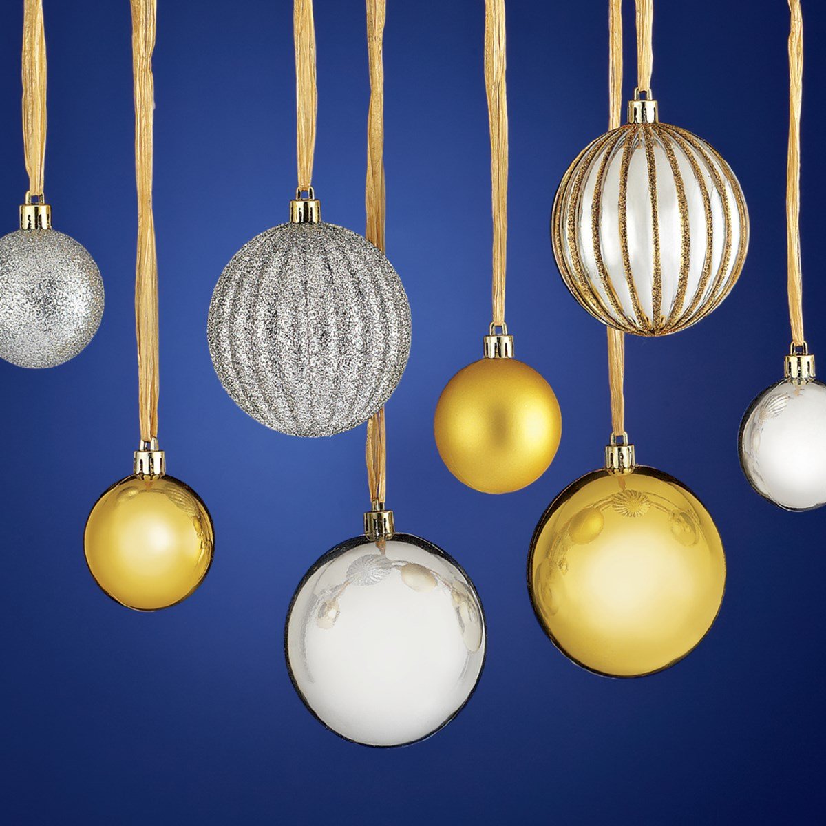 Shatterproof Gold and Silver Christmas Ornaments Set Collections Etc.