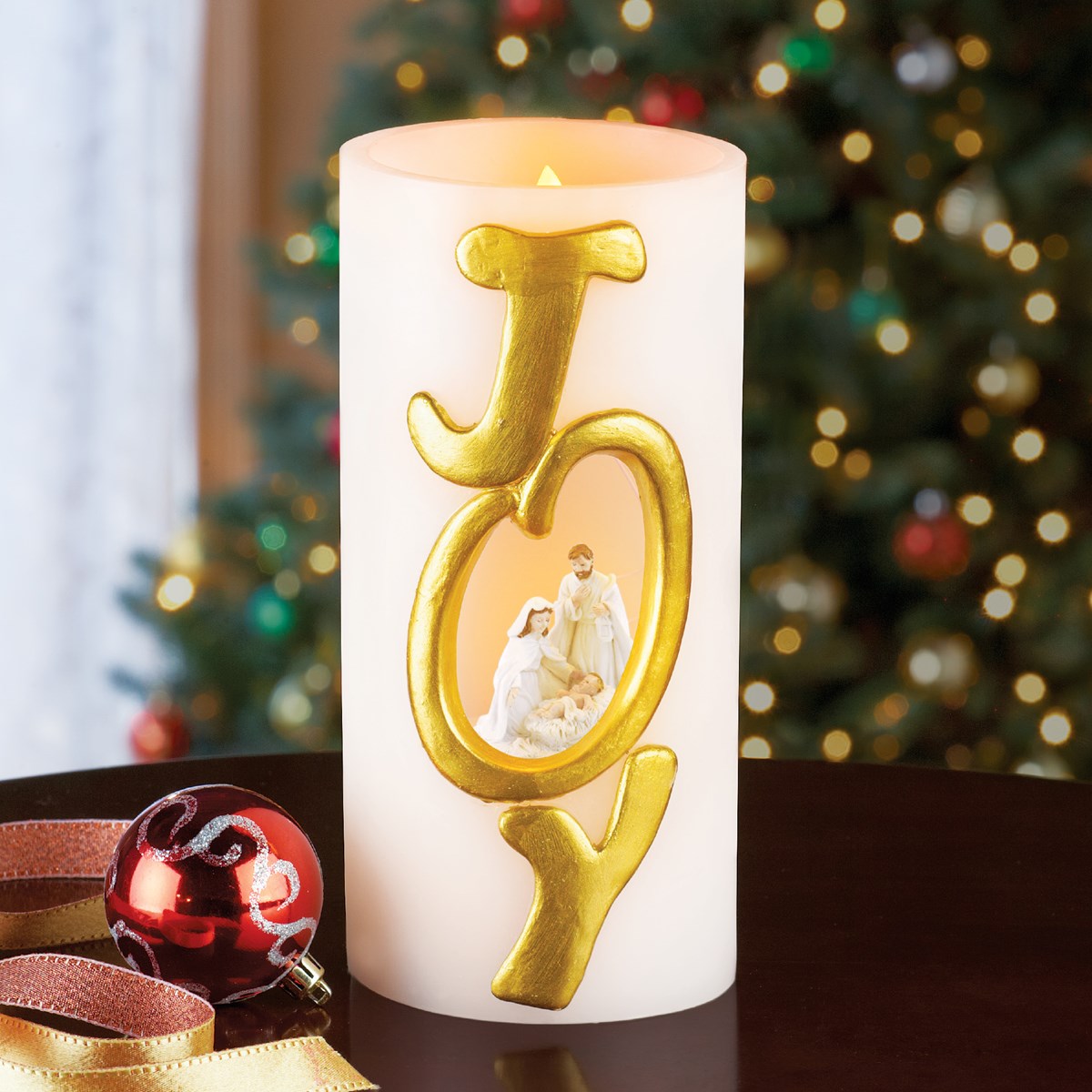 Lighted Joy Nativity Flameless Candle Collections Etc.