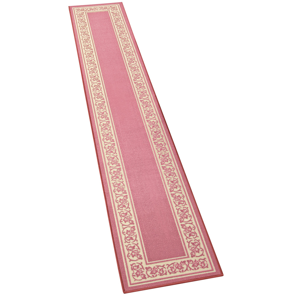 Extra Long Floral Border Rug Rose 20" x 120"