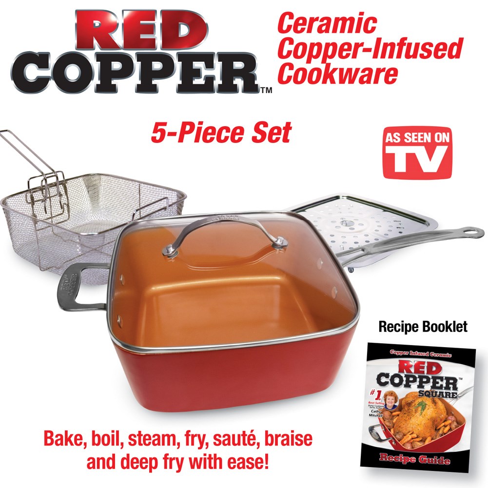 Red Copper Cookware Set 5 pc Collections Etc.