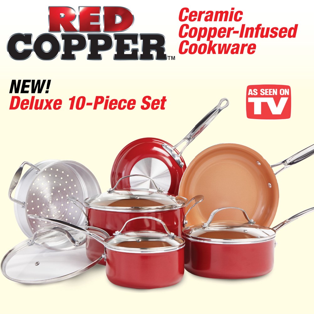 Red Copper Ceramic Cookware Set 10 pc Collections Etc.