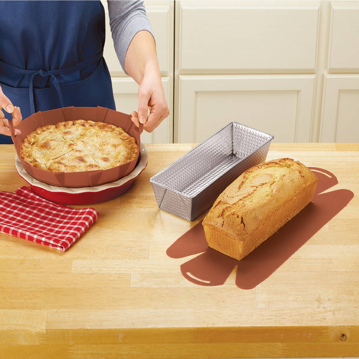 Reusable Baking Pan Silicone Liners Set of 2 Collections Etc.