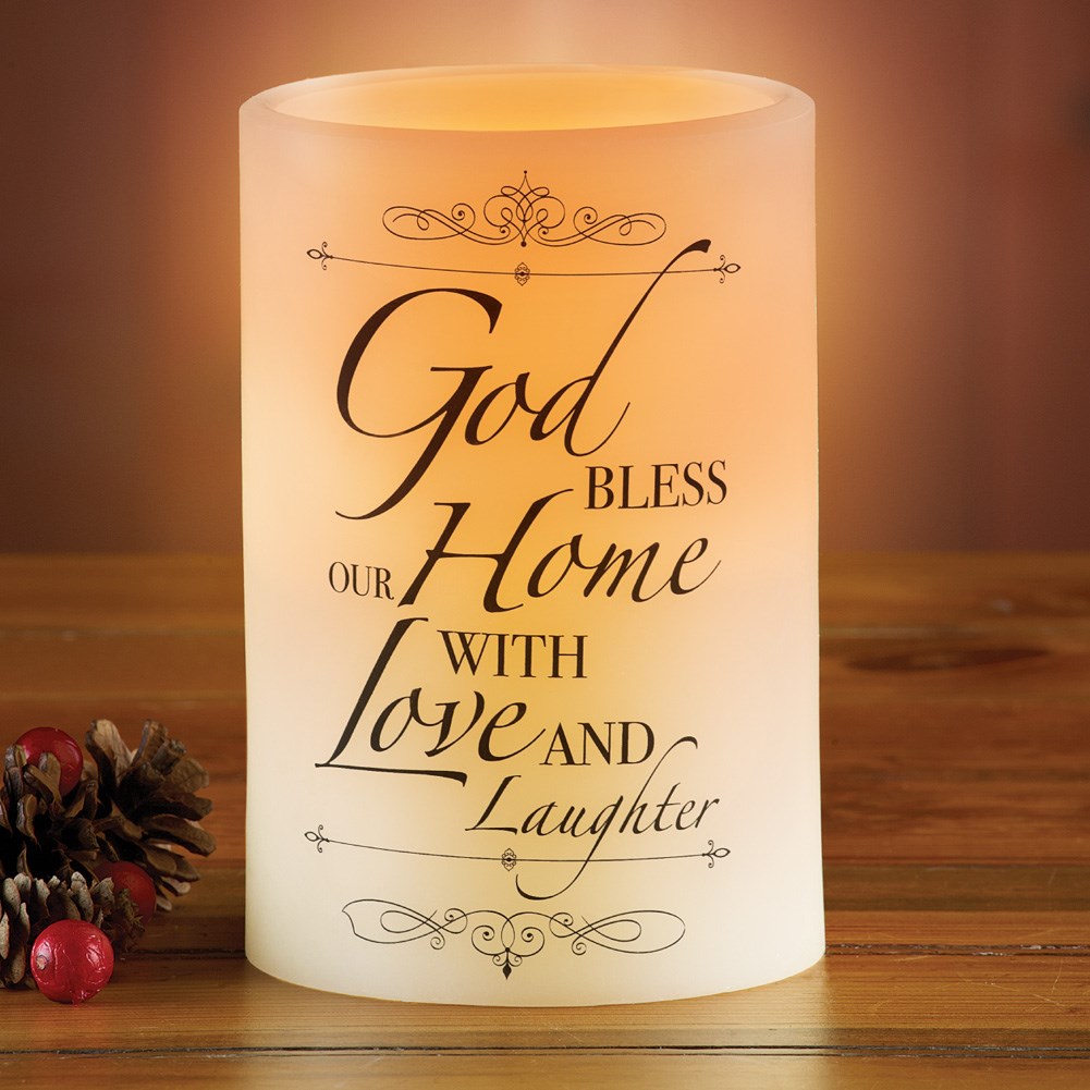 LED God Bless Our Home Candle Collections Etc.
