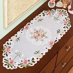Embroidered Rose And Lace Dresser Scarf Collections Etc