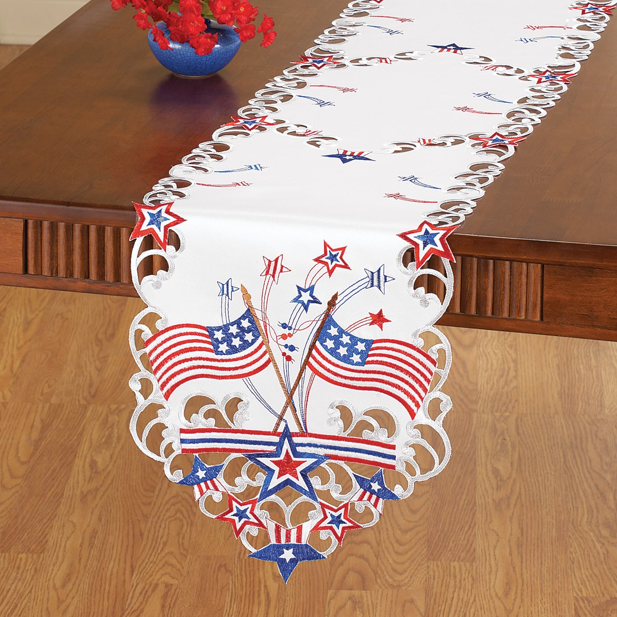 Embroidered Americana Flag Table Linens Collections Etc.