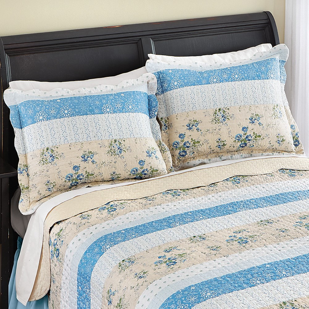 Patchwork Stripe Pillow Shams Set Collections Etc.