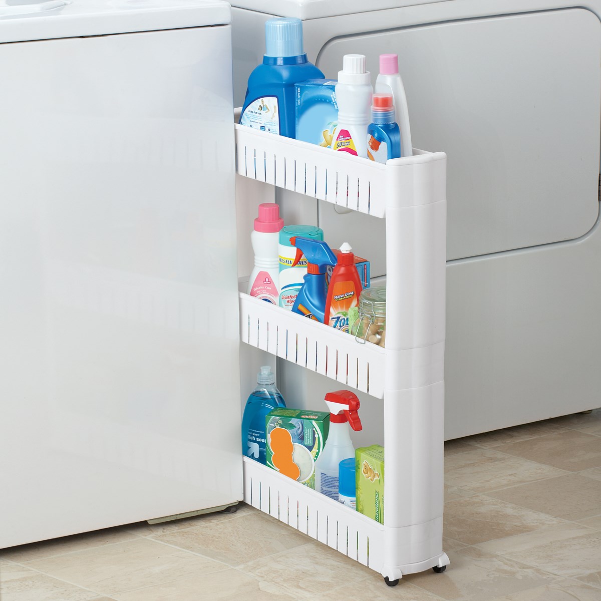 Slim 3-Tier Rolling Storage Shelf | Collections Etc.