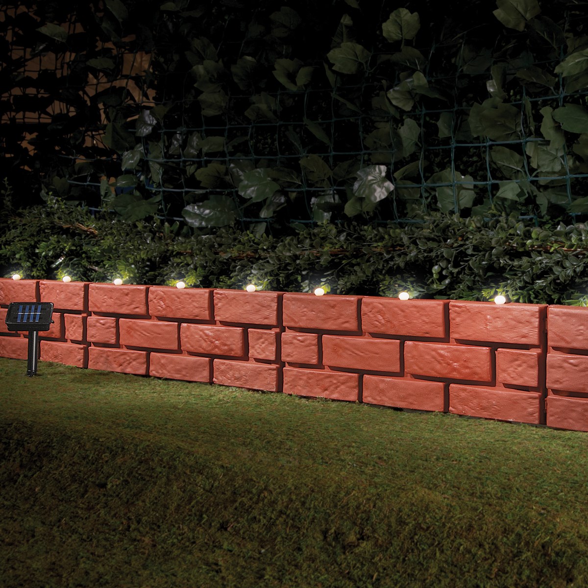 Solar Interlocking Faux Brick 4Piece Garden Border Set Collections Etc.
