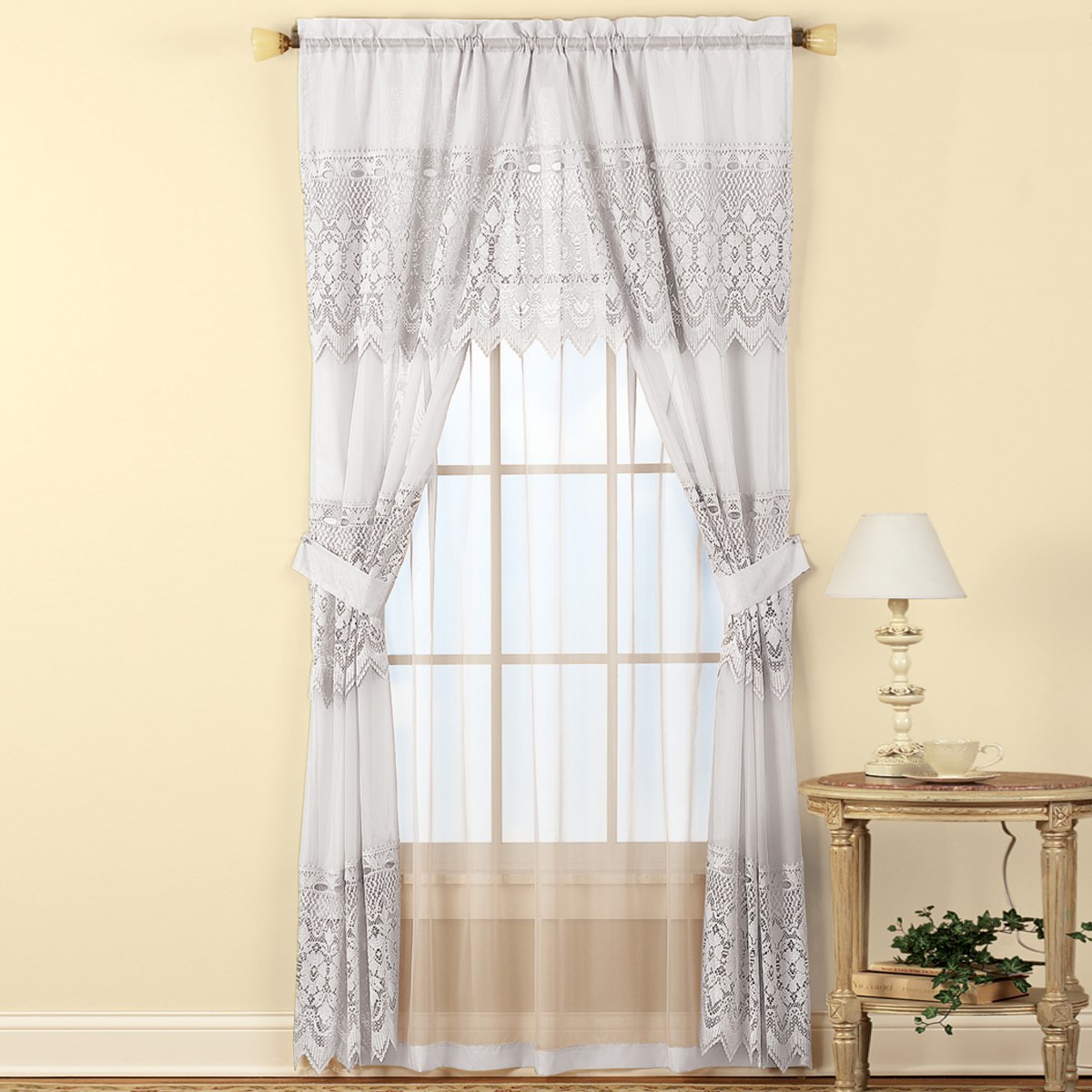 Sheer Lace Curtain and Valance Set Collections Etc.
