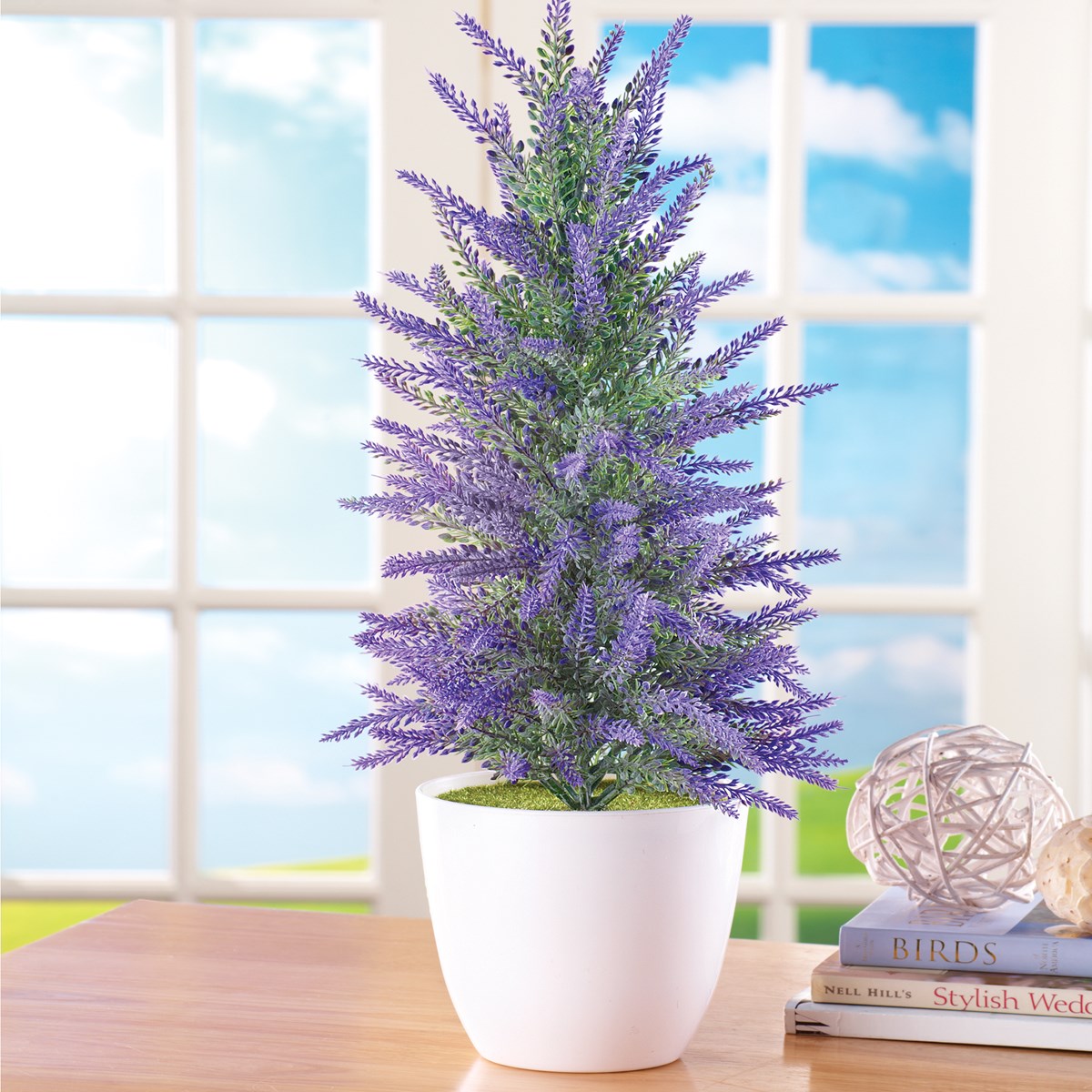 Faux Lavender Tree in White Pot Collections Etc.