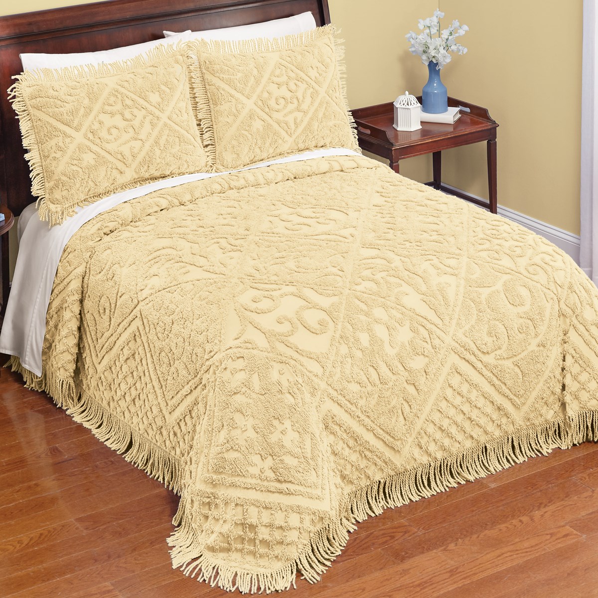 Lattice Chenille Bedspread with Fringe Border Collections Etc.