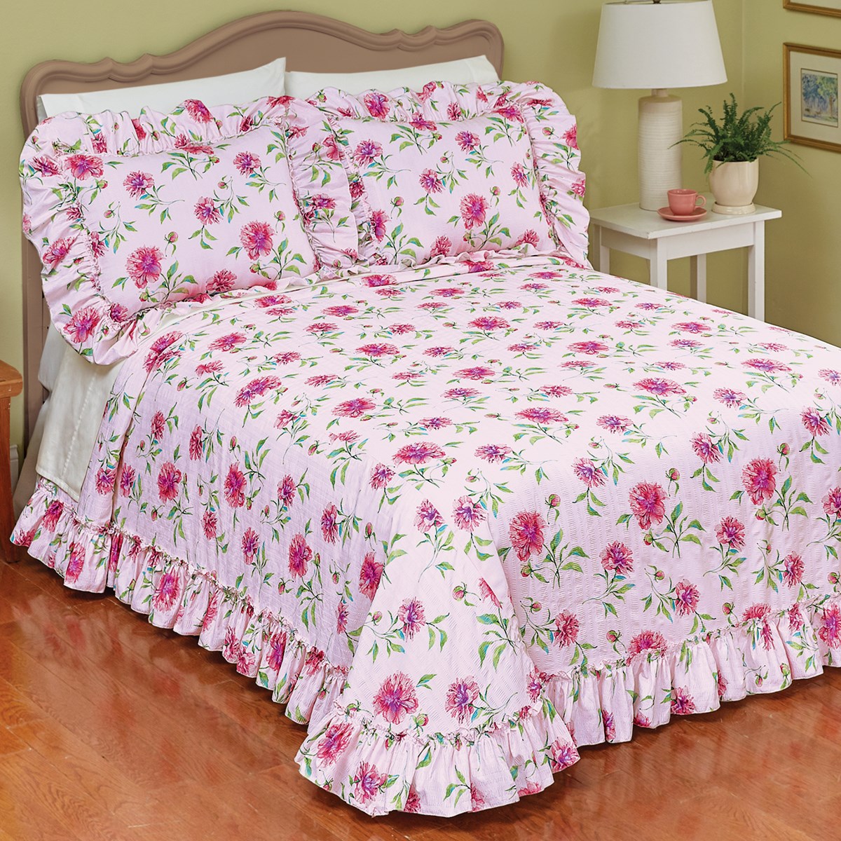 Pink Blossom Plisse Bedspread Collections Etc.