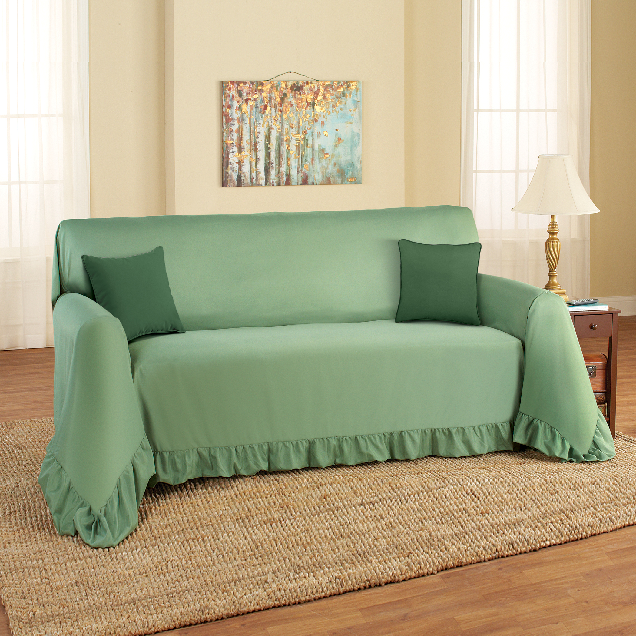 Ruffled Furniture Throw Cover