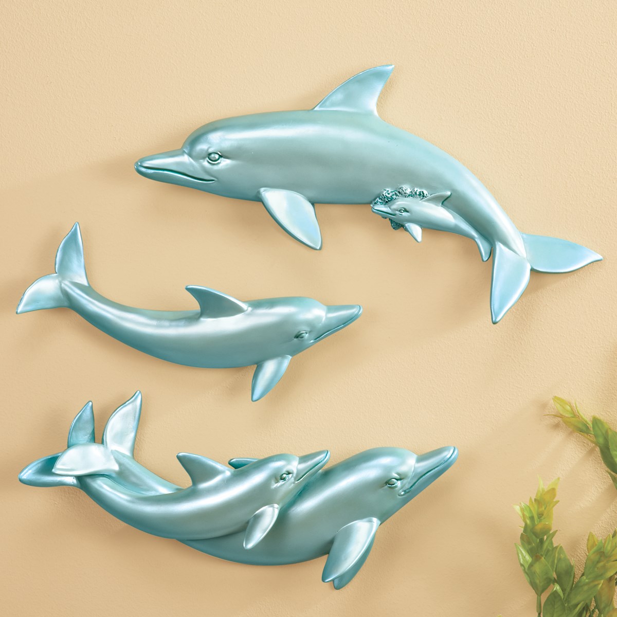 Resin Dolphin Wall Art Set of 3 Collections Etc.