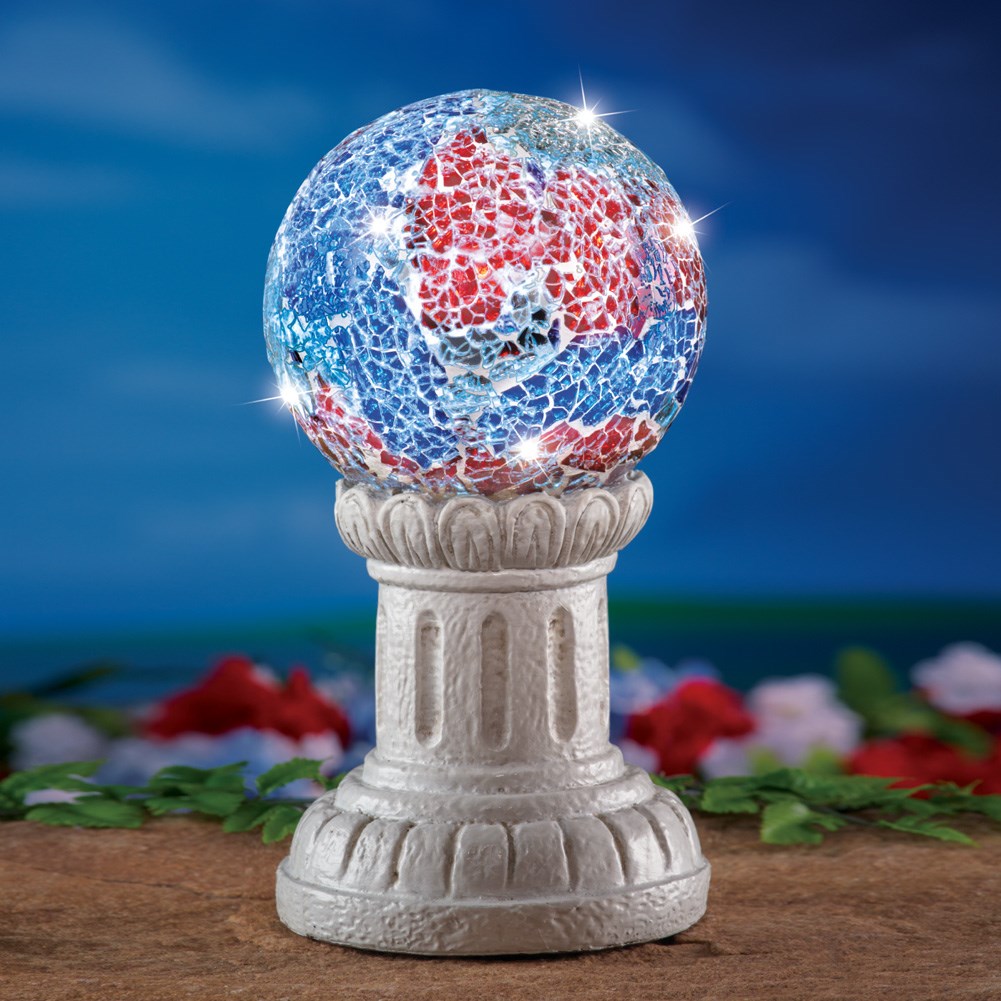 Mosaic Americana Solar Gazing Ball with Stand Collections Etc.