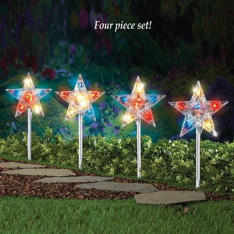 Lighted Patriotic Star Path Stakes Collections Etc