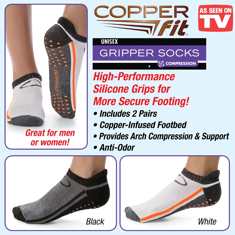 Copper Fit Gripper Socks with Silicone Grips Collections Etc.