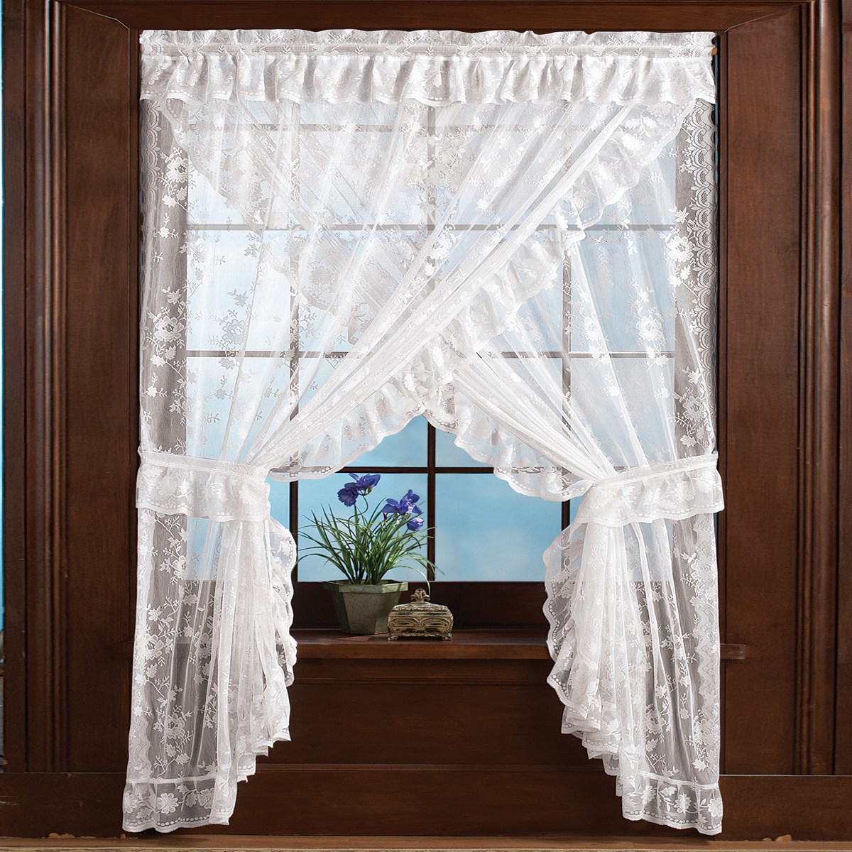 Lace Priscilla Ruffle Curtain Set Collections Etc.