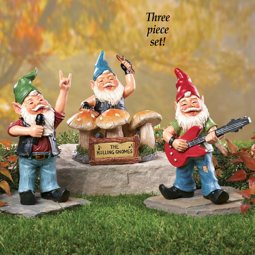 The Rolling Gnomes Garden Figurines - 3pc | Collections Etc.