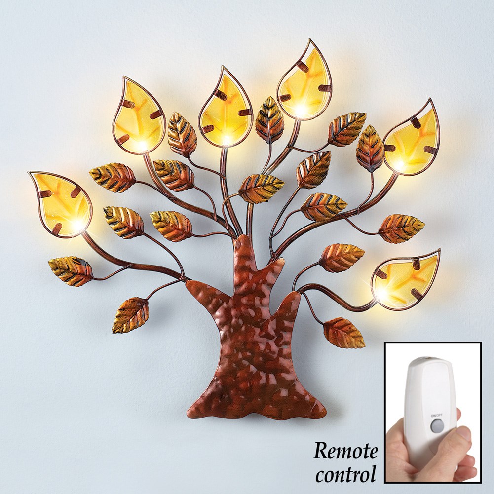 Glass Tree Wall Light with Remote Collections Etc.