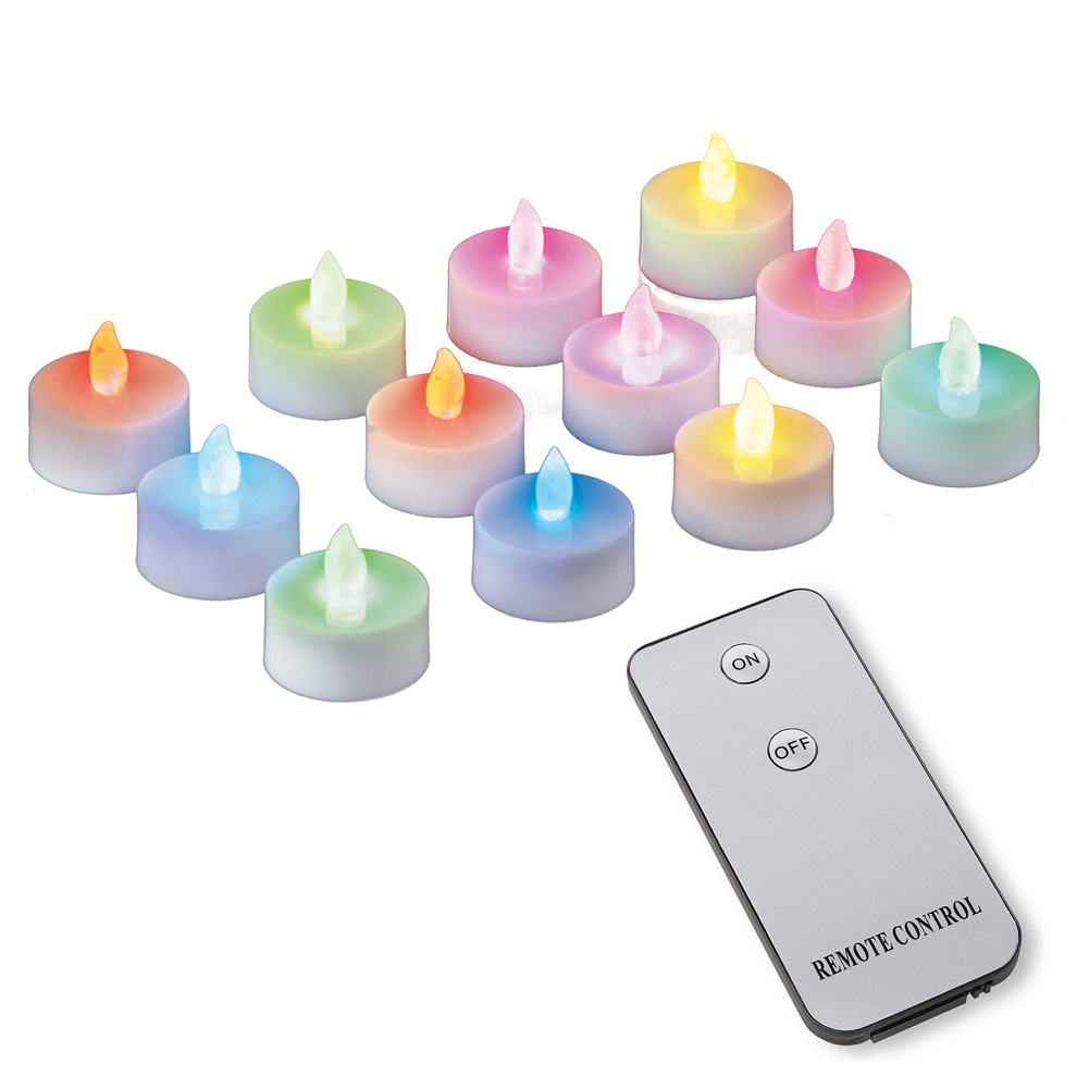 Led Tealight Candles with Remote - Set of 12, Color Changing