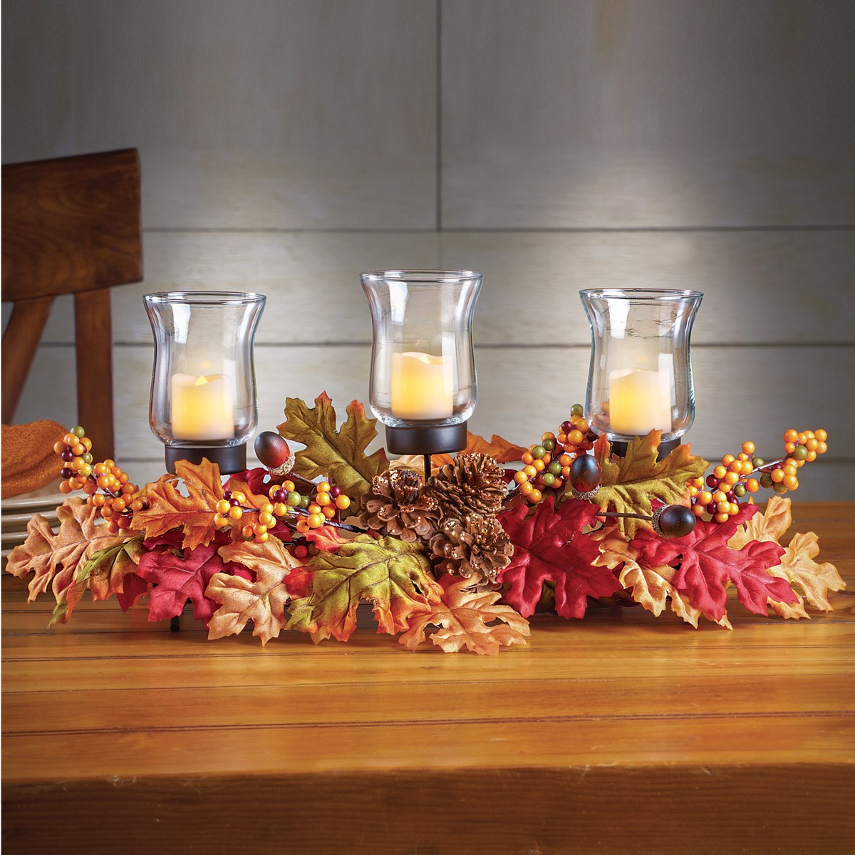 Fall Leaves LED Candle Centerpiece Collections Etc.
