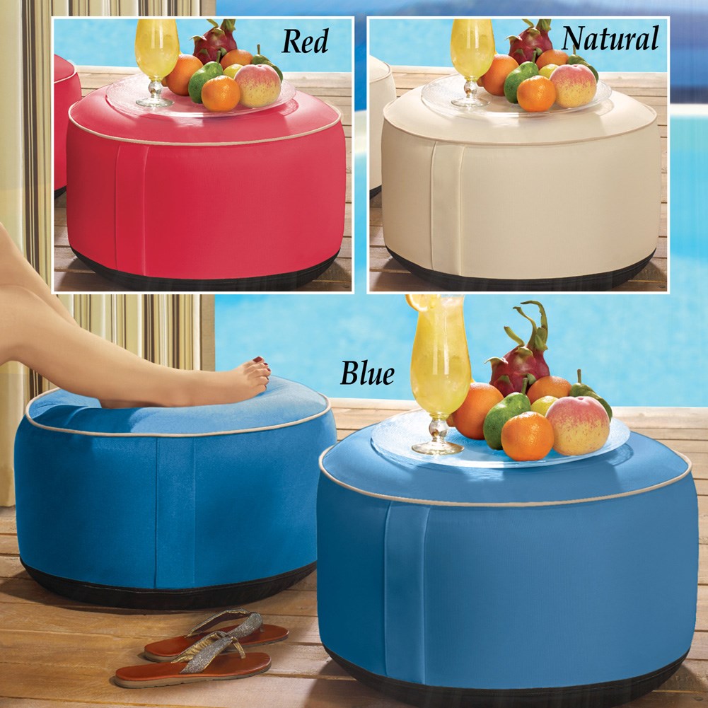 Inflatable Pouf Ottoman with Removable Cover Collections Etc.