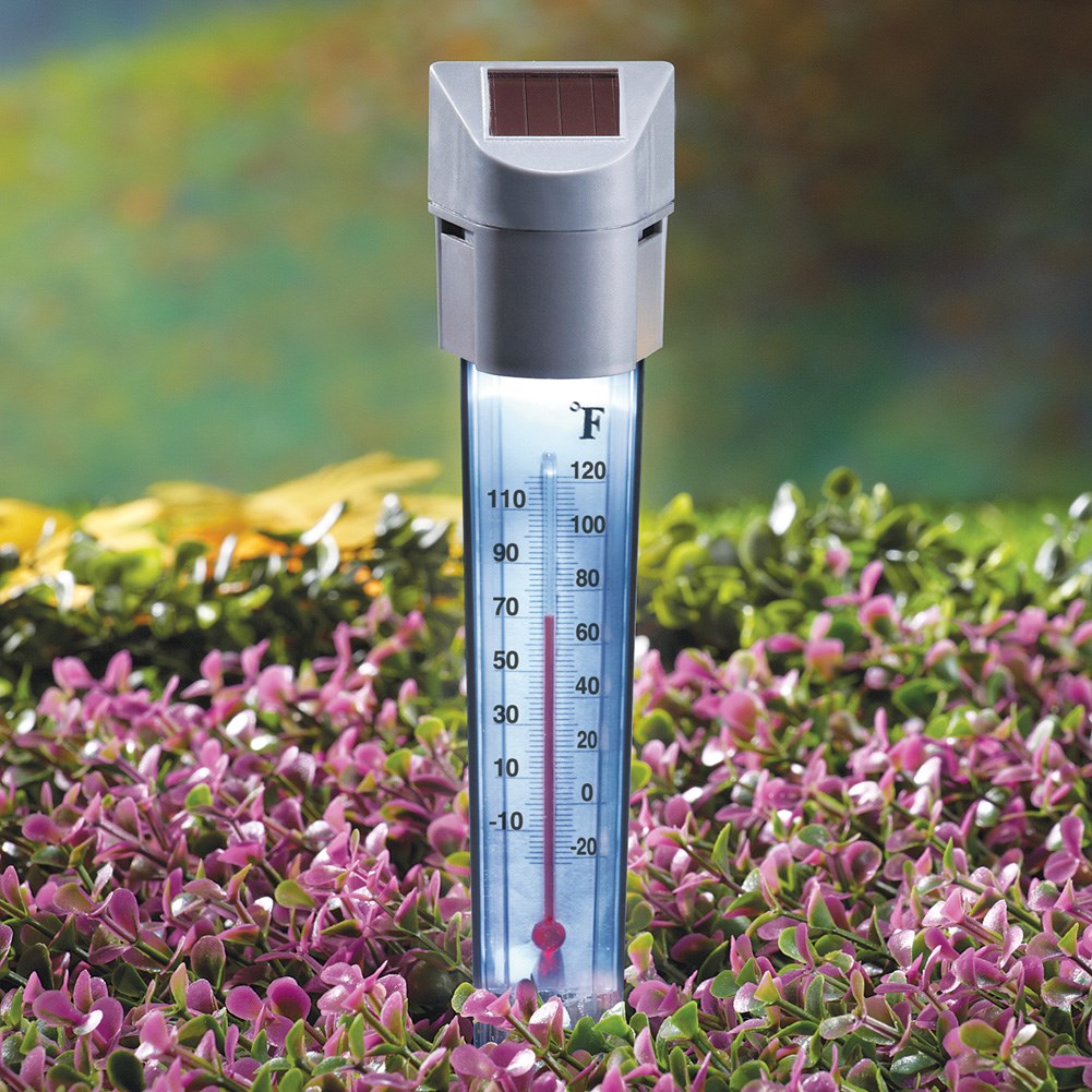 Outdoor Thermometer Solar Powered Stake Collections Etc.
