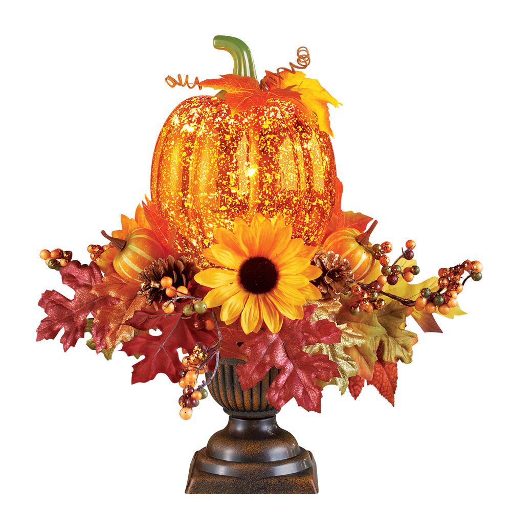 Lighted Pumpkin Harvest Floral Arrangement Orange NO SIZE