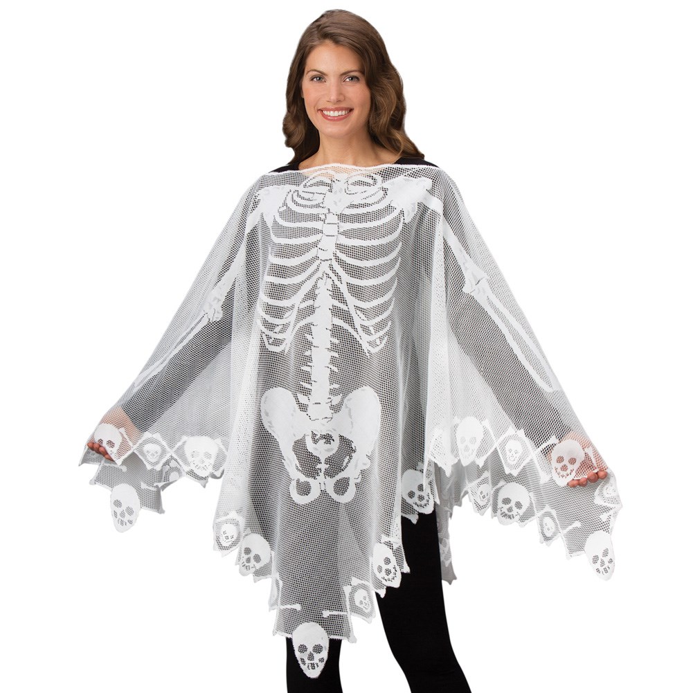 Halloween Skeleton Woven Poncho Collections Etc.