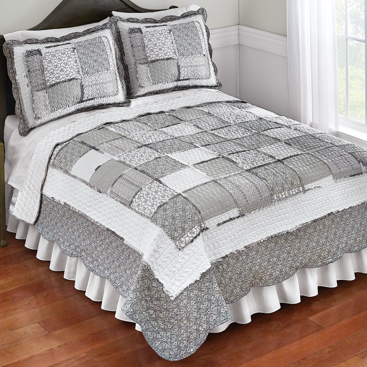 Reversible Francesca Grey Patchwork Quilt Collections Etc.