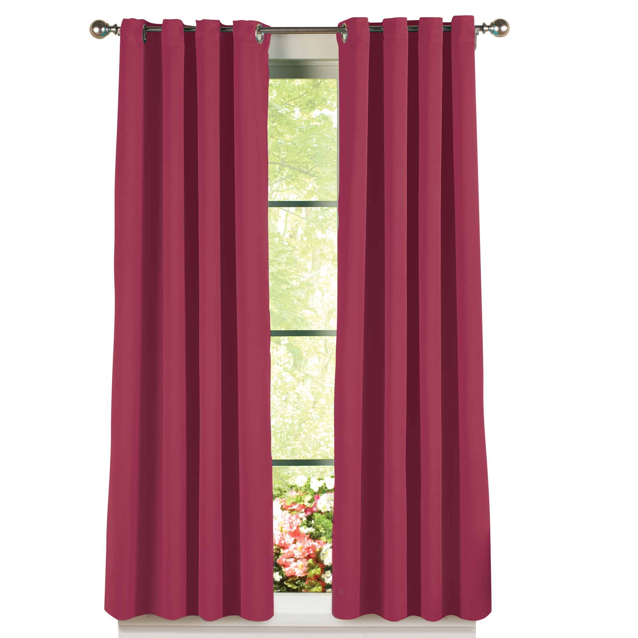 Energy-Saving Blackout Insulated Room-Darkening Thermal Grommet-Top Window Curtain Panel, Burgundy, 53"x63"