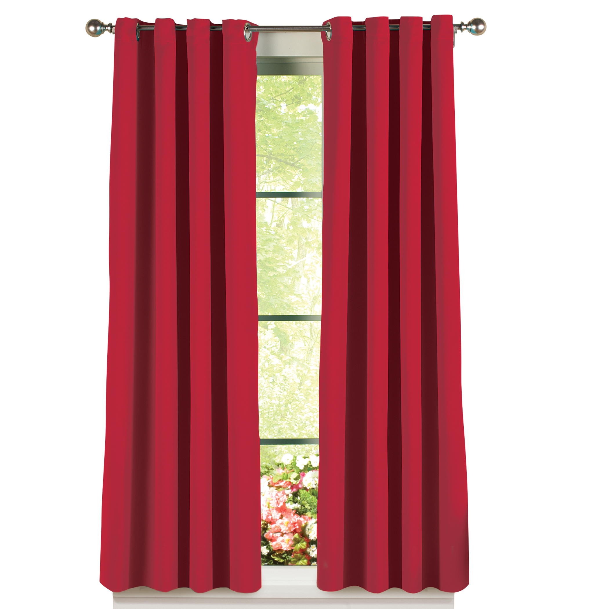 Energy-Saving Blackout Insulated Room-Darkening Thermal Grommet-Top Window Curtain Panel, Red, 53"x63"