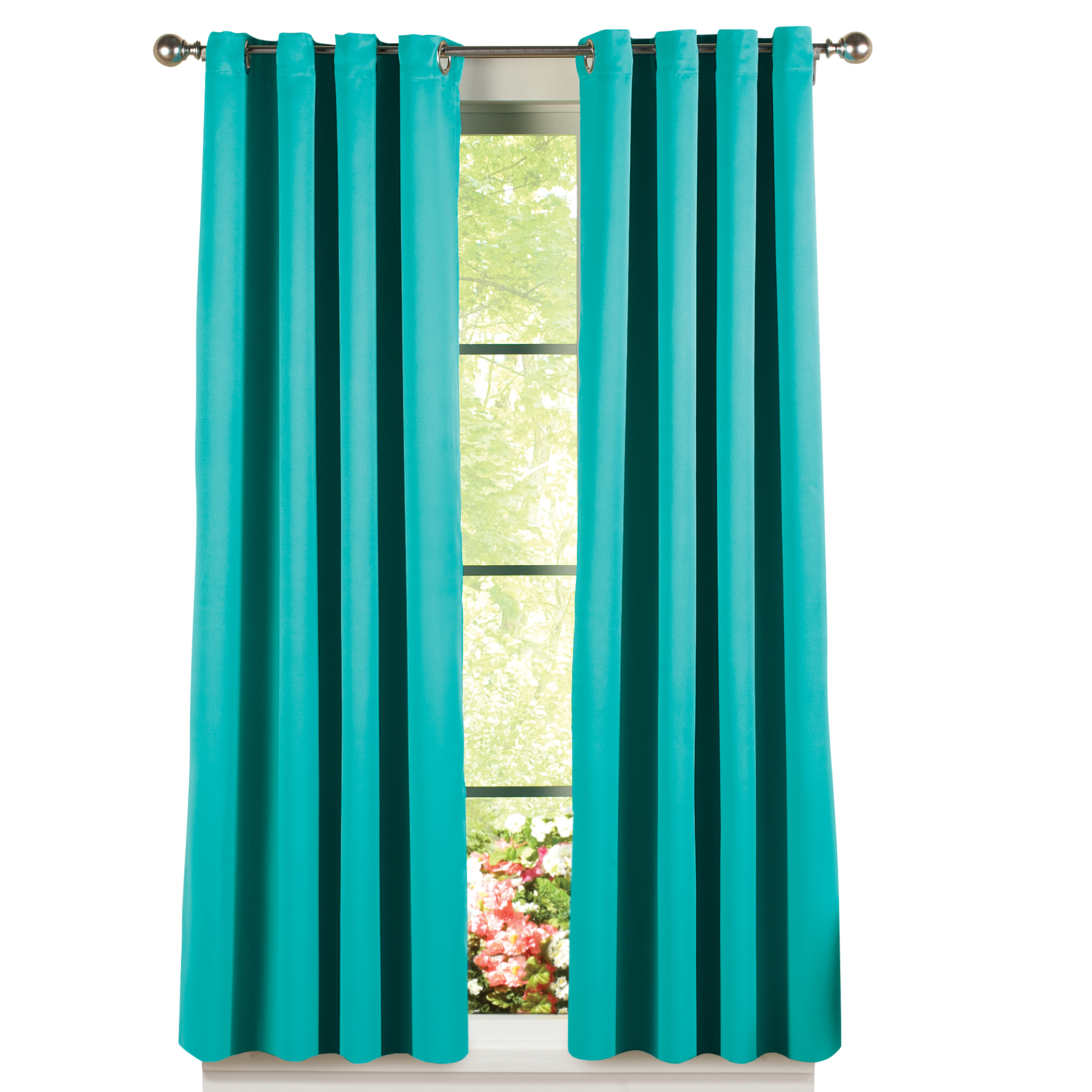 Energy-Saving Blackout Insulated Room-Darkening Thermal Grommet-Top Window Curtain Panel, Turquoise, 53"x63"