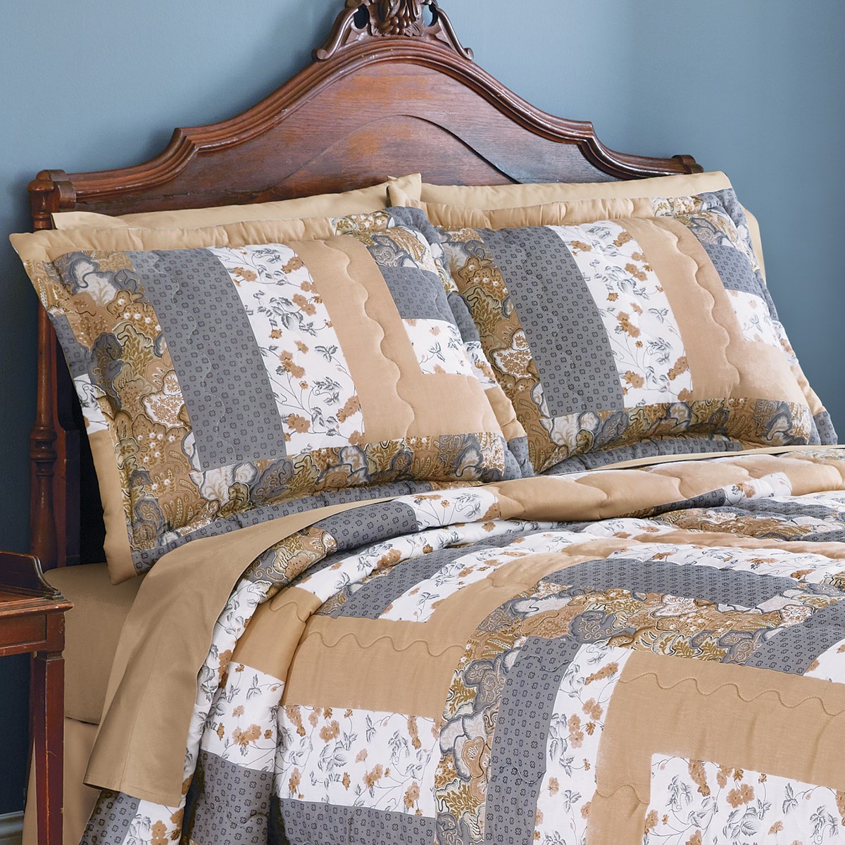 Patchwork Caledonia Grey Pillow Shams Set Collections Etc.